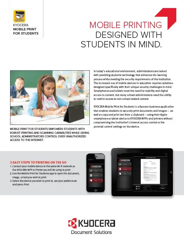 Kyocera, Software, Mobile, Cloud, Mobile Print For Students, education, MACO - Evansville Blue