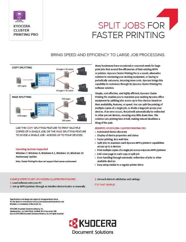 Kyocera, Software, Output Management, Kyocera Cluster Printing, MACO - Evansville Blue